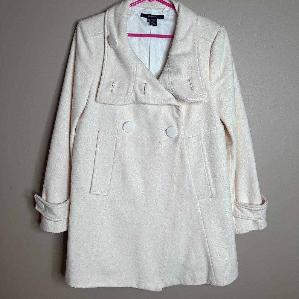 Medium Women's Zara Cream Wool Blend Winter Coat